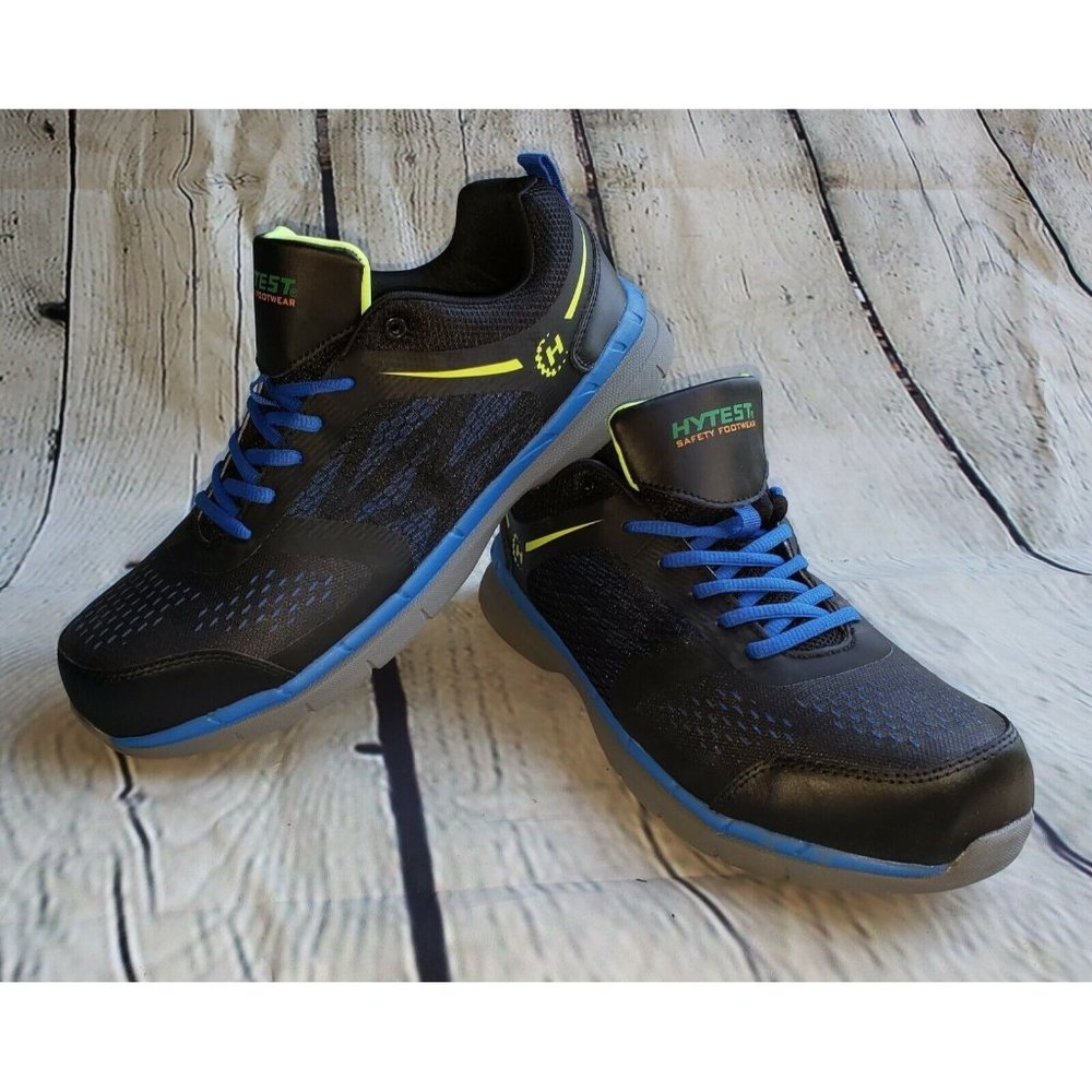 HyTest Steel Toe Safety Cadmium  Athletic 11519 Men's Sz10 NIB BlackBlue lace up